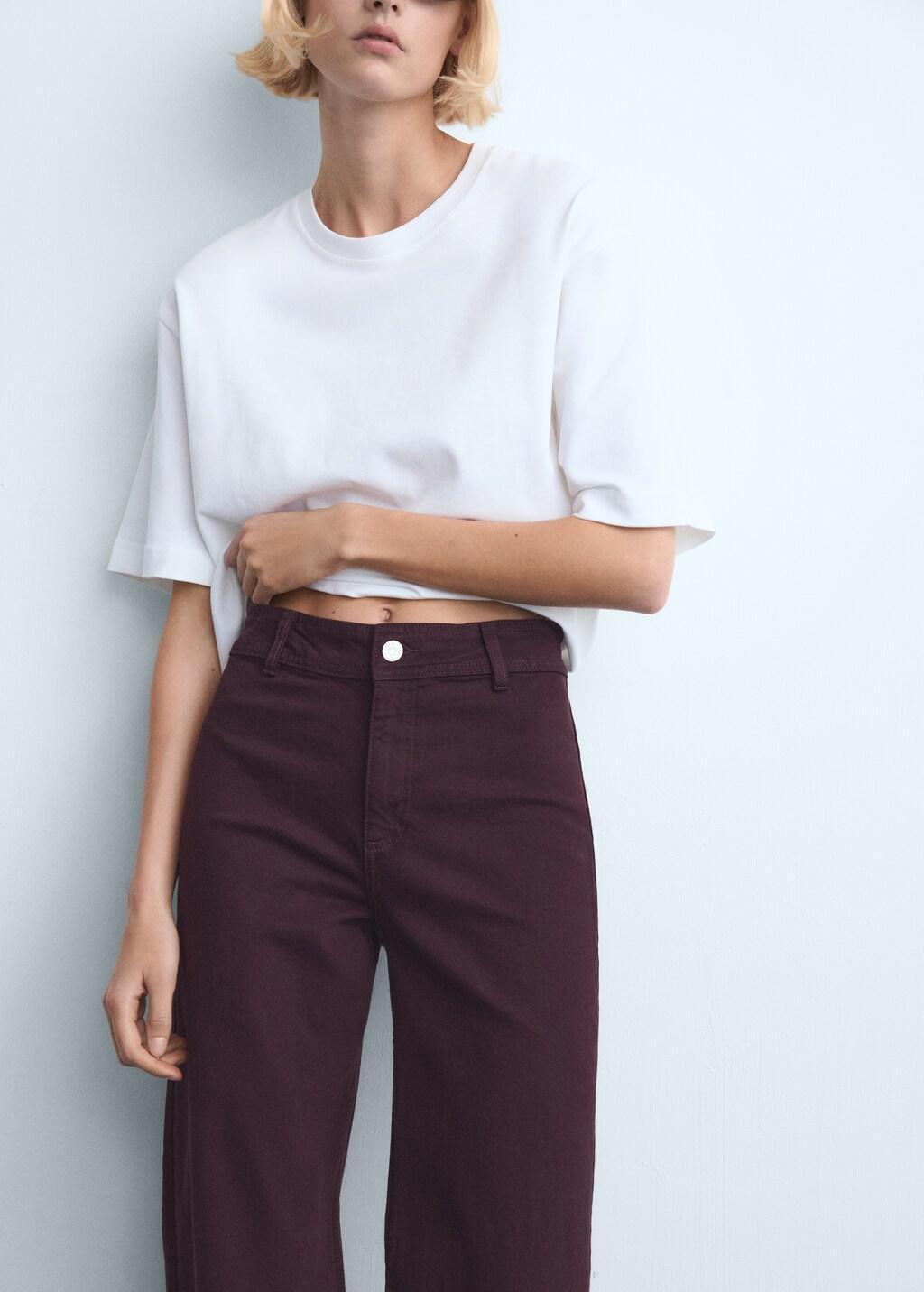 Burgundy Catherin Culotte High-Rise Jeans, Dark Red, large image number 6