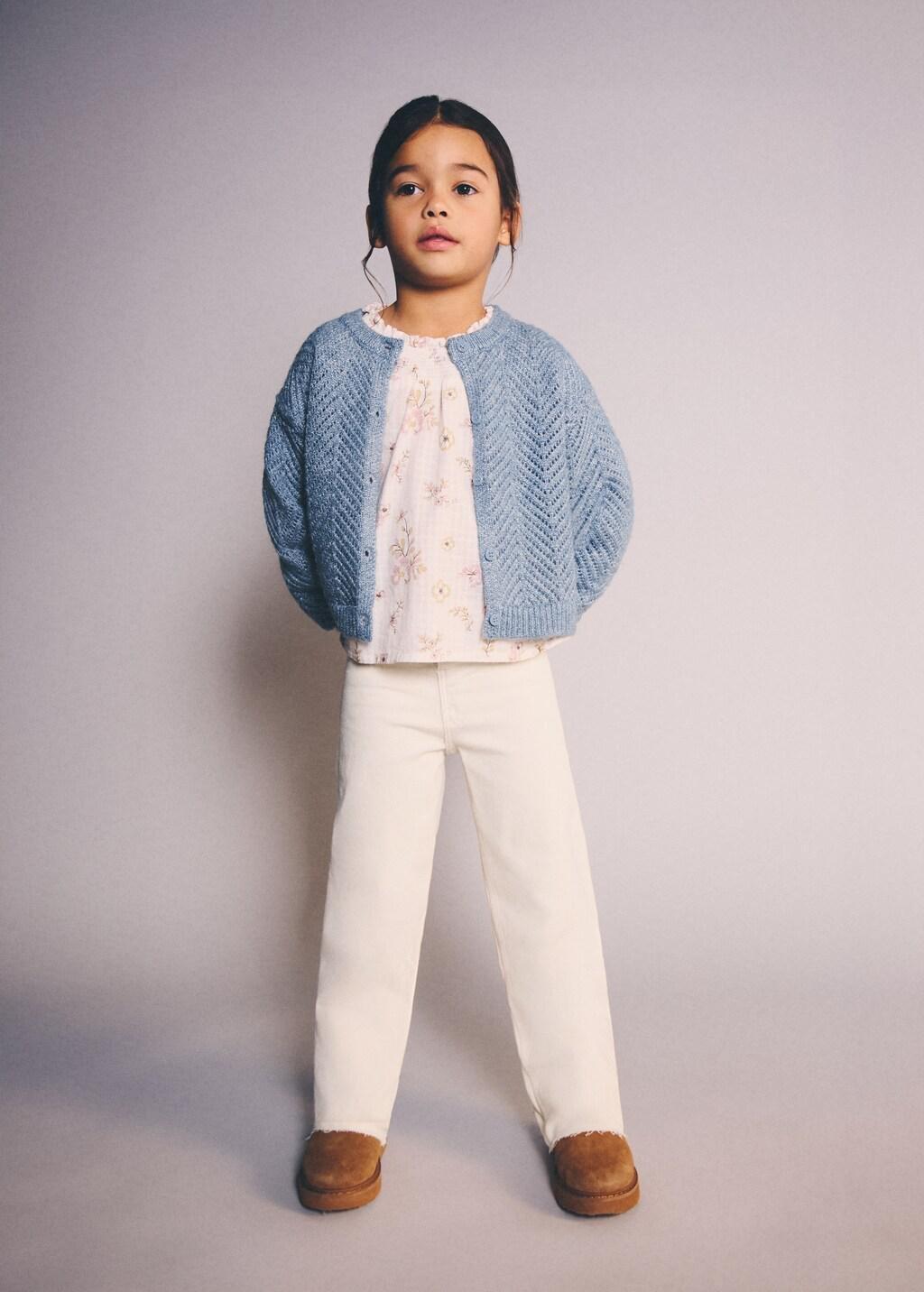 Beige Cotton Culotte Jeans, Baby Girl, Light Beige, large image number 0