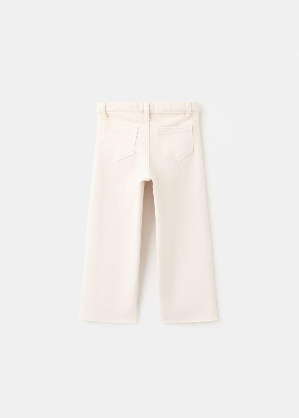 Beige Cotton Culotte Jeans, Baby Girl, Light Beige, medium
