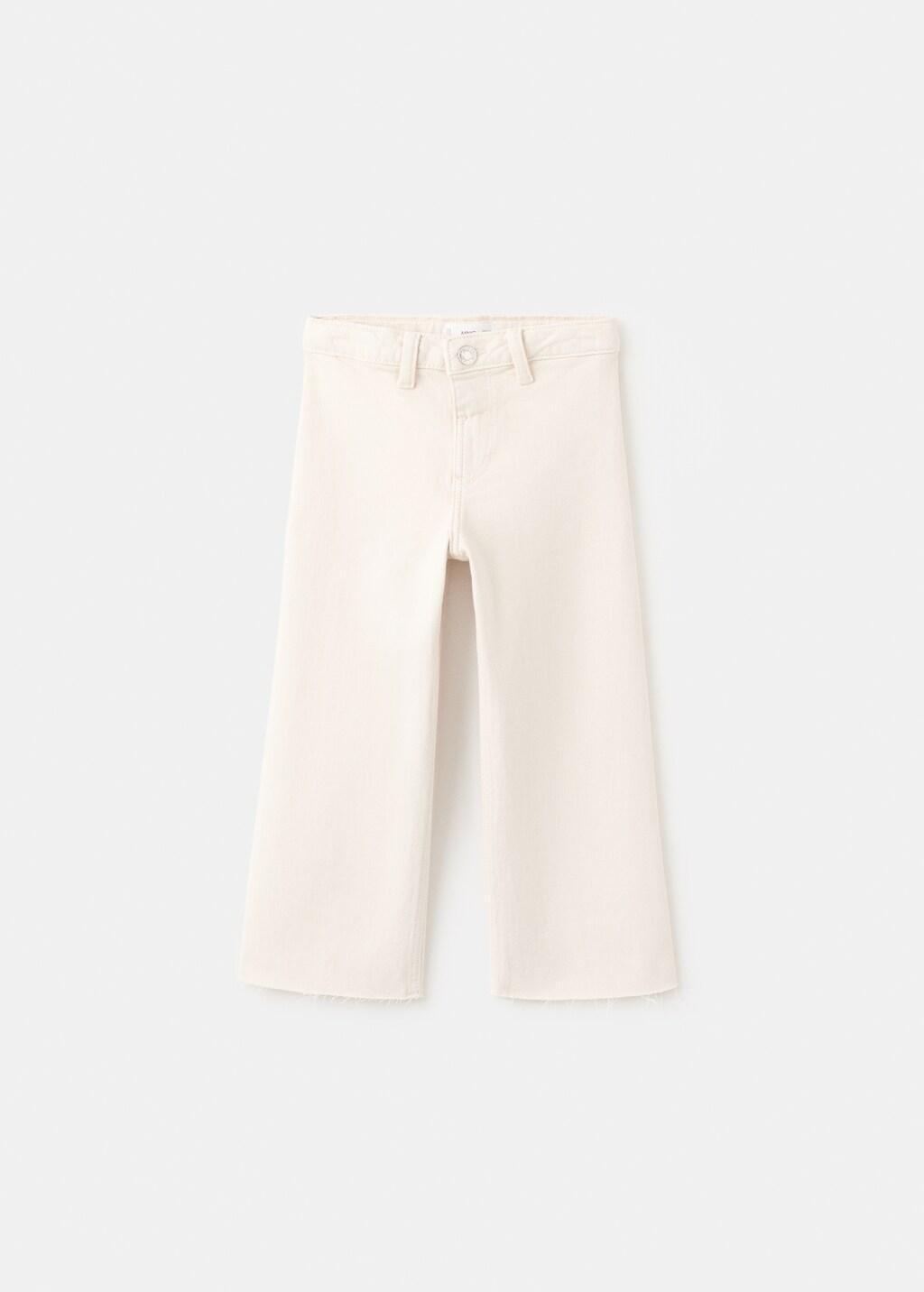 Beige Cotton Culotte Jeans, Baby Girl, Light Beige, large image number 5