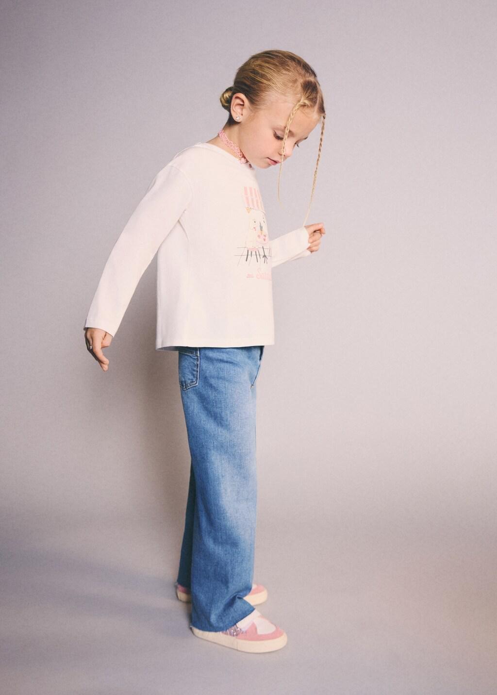 Blue Cotton Culotte Jeans, Baby Girl, Open Blue, medium