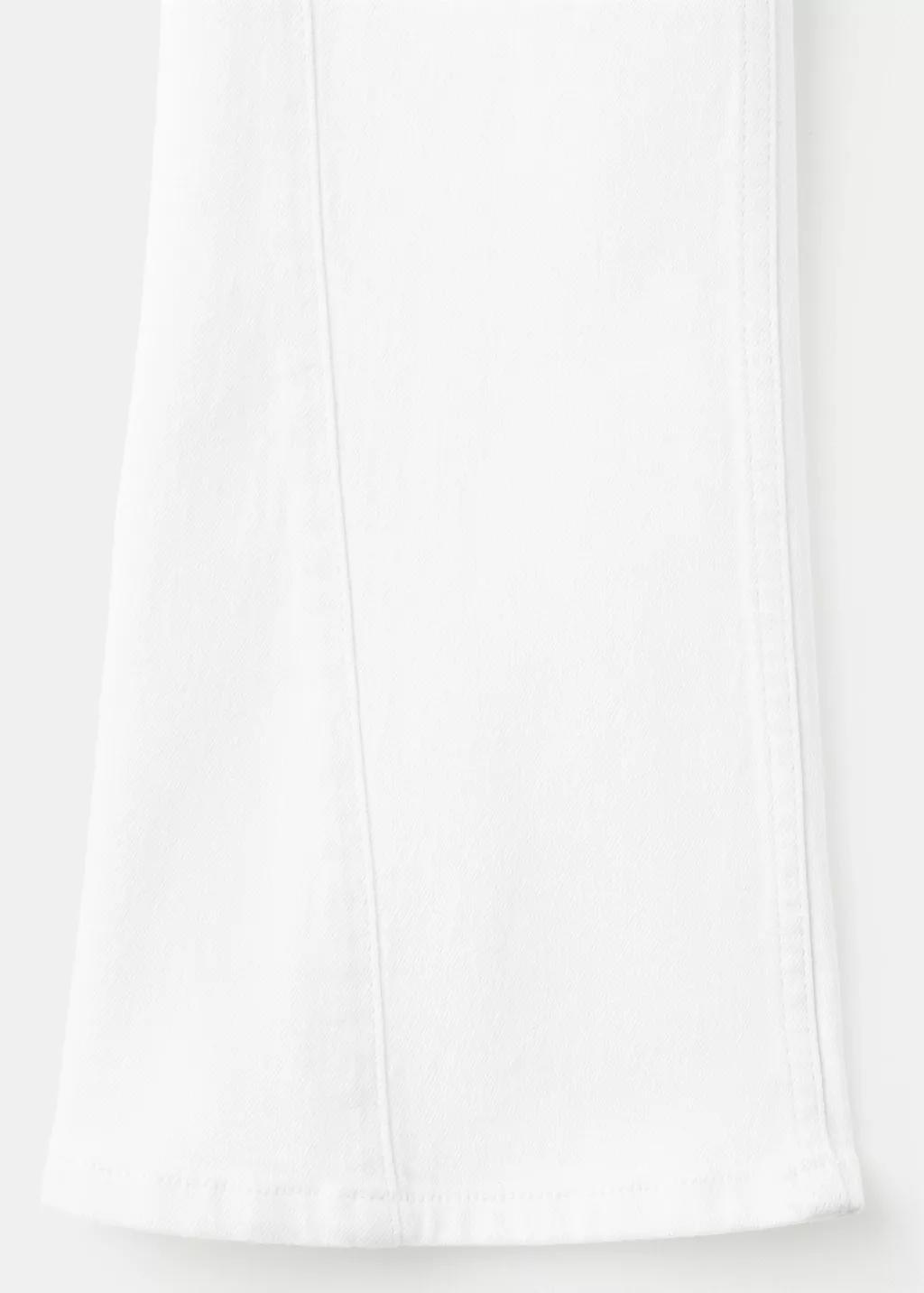 White Decorative Seam Flared Jeans, Kids Girls, White, large image number 0