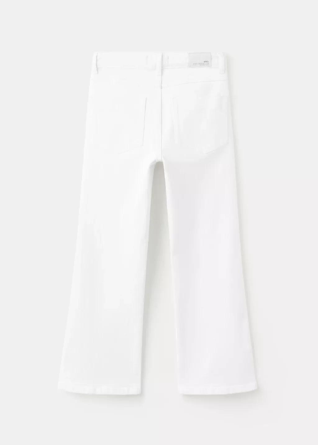 White Decorative Seam Flared Jeans, Kids Girls, White, large image number 1