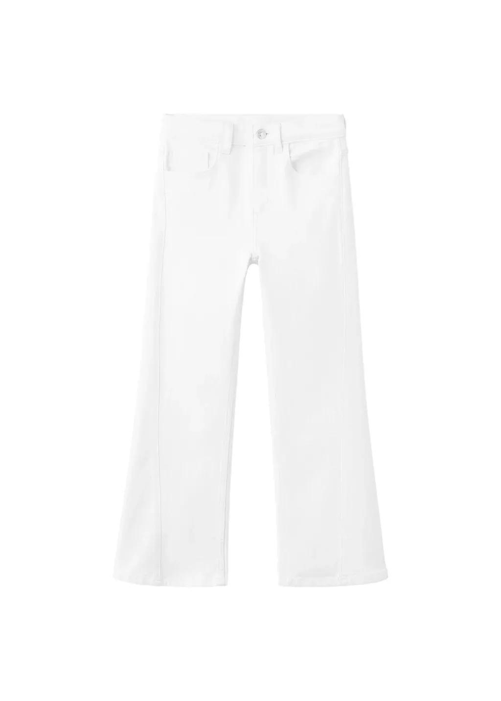 White Decorative Seam Flared Jeans, Kids Girls, White, large image number 3