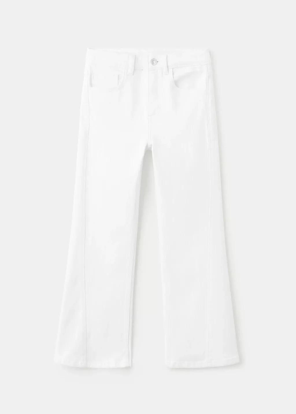 White Decorative Seam Flared Jeans, Kids Girls, White, large image number 4