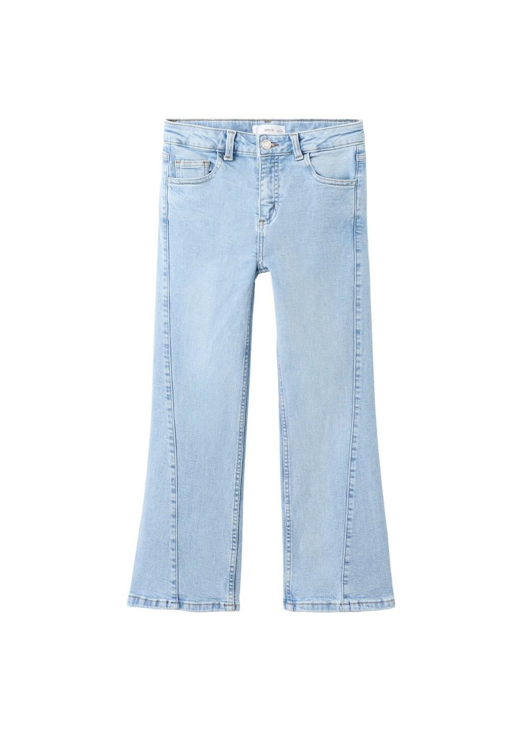 Blue Decorative Seam Flared Jeans, Kids Girl, Open Blue, large image number 3