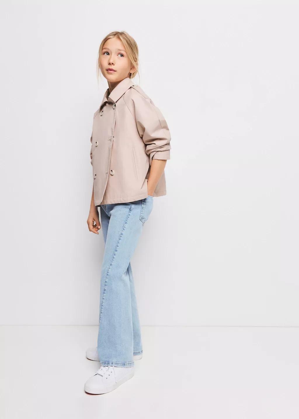 Blue Decorative Seam Flared Jeans, Kids Girl, Open Blue, large image number 7