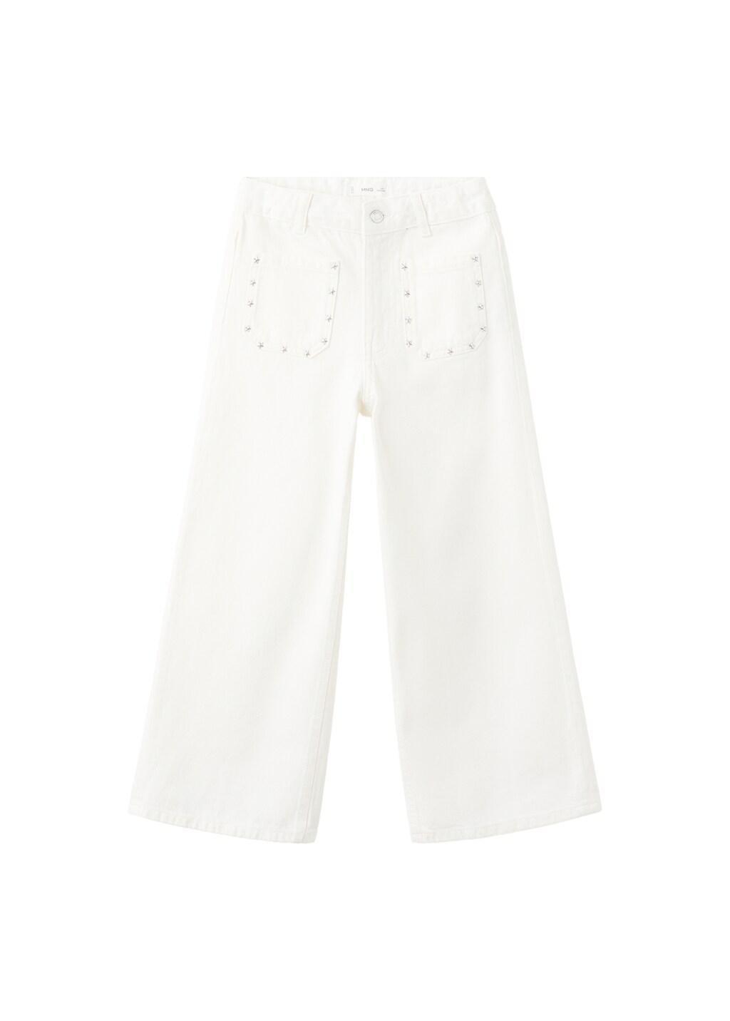 White Studded Star Jeans, Kids Girls, White, large image number 5