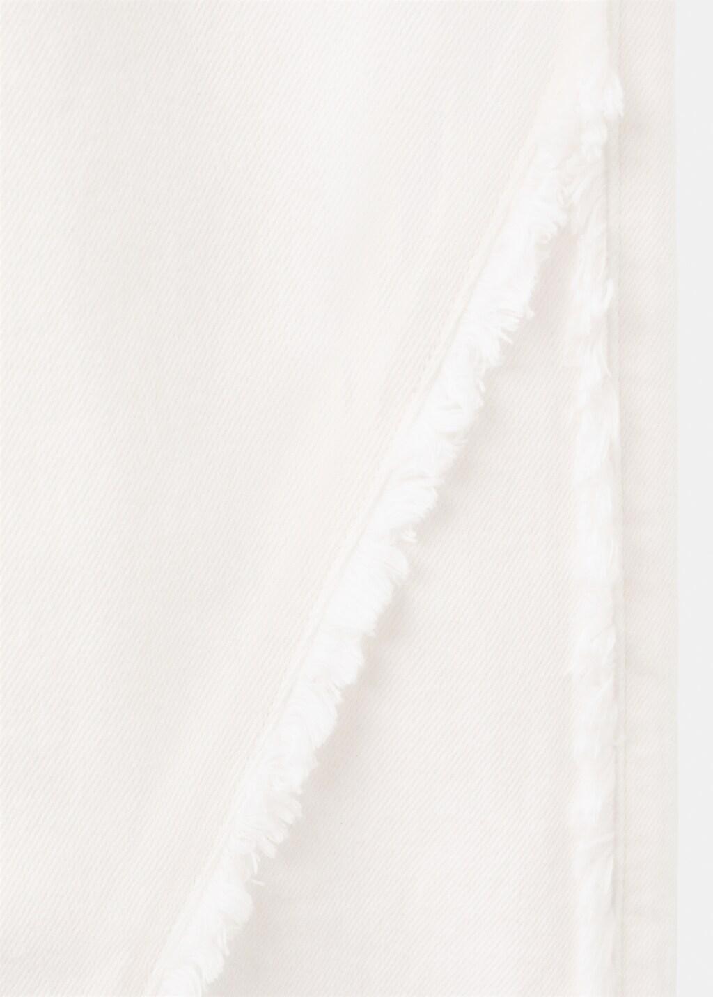 White Wide Leg Jeans With Decorative Stitching, Kids Girls, White, large image number 3