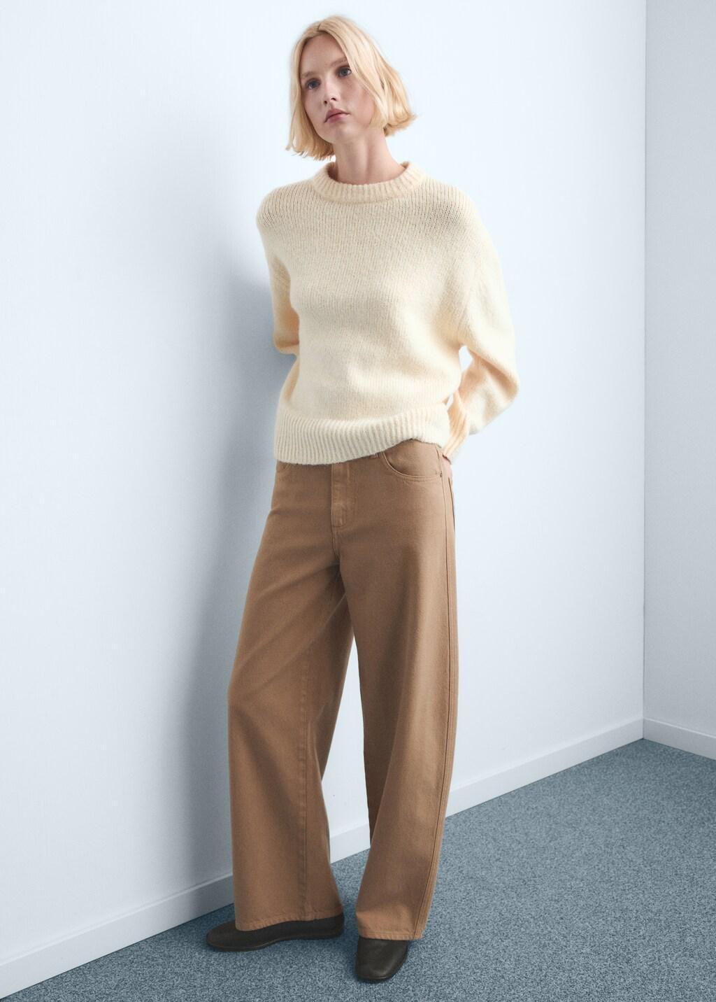 Cream Low-Rise Balloon Jeans, 0201_07, large image number 0