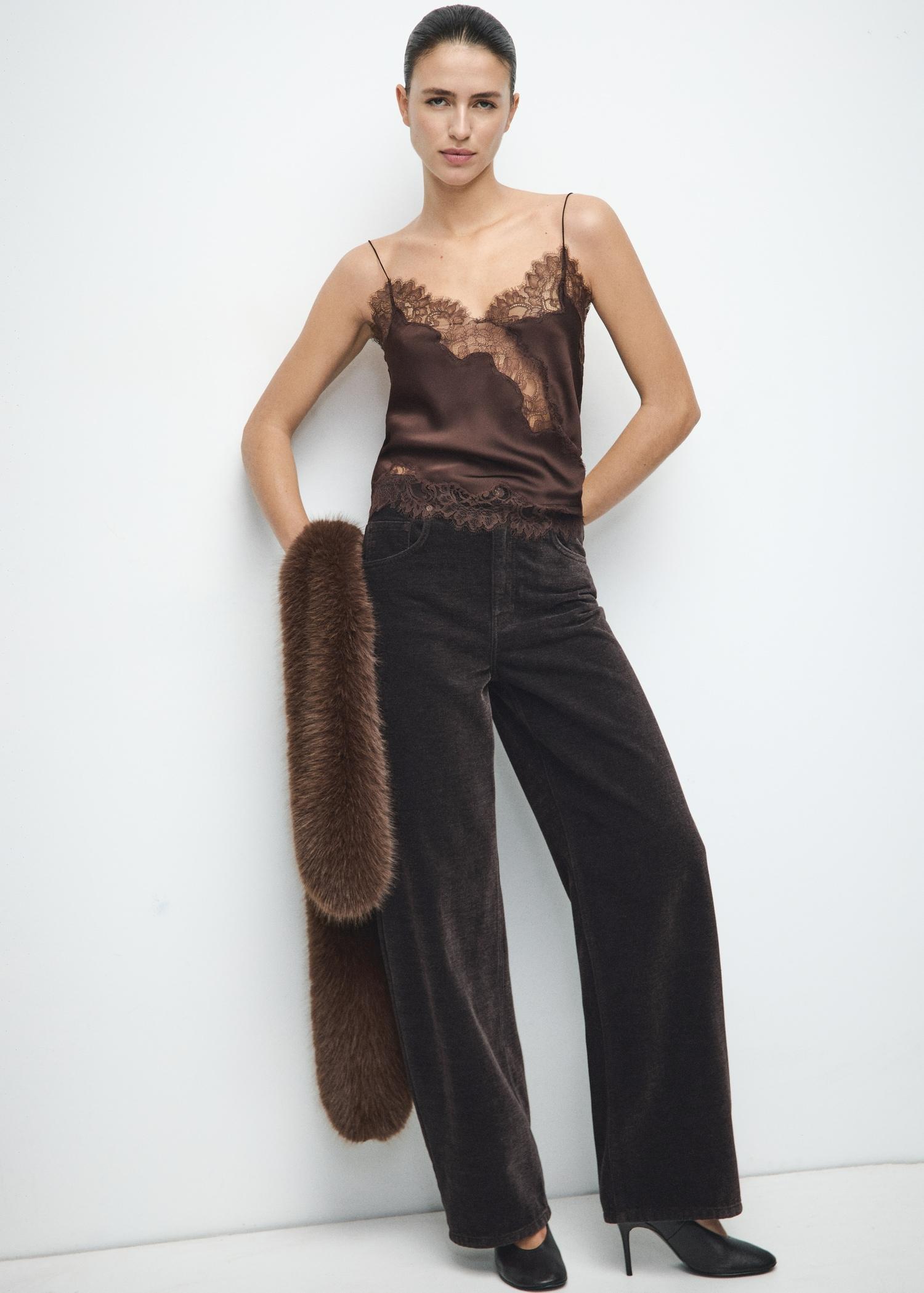 Brown Velvet Balloon Jeans, Dark Brown, medium