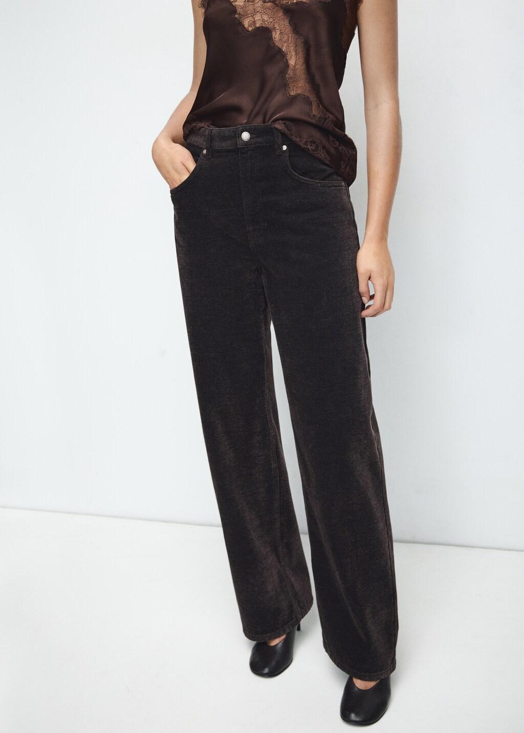 Brown Velvet Balloon Jeans, 0201_32, large image number 6