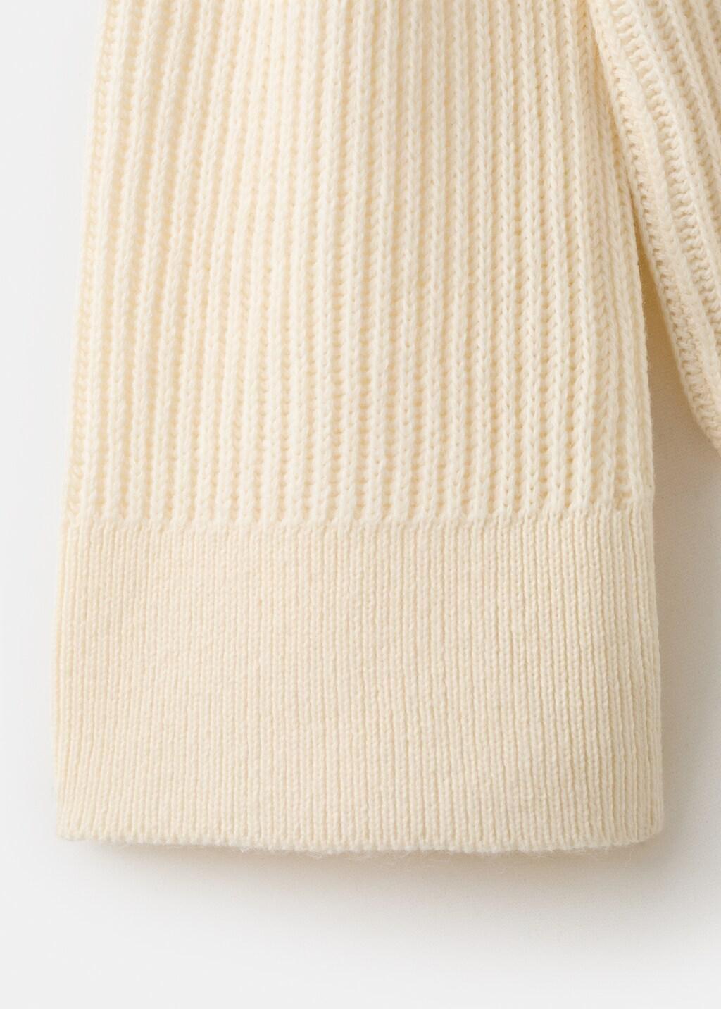 Cream Ribbed Sweater With Scarf Detail, Light Beige, large image number 3