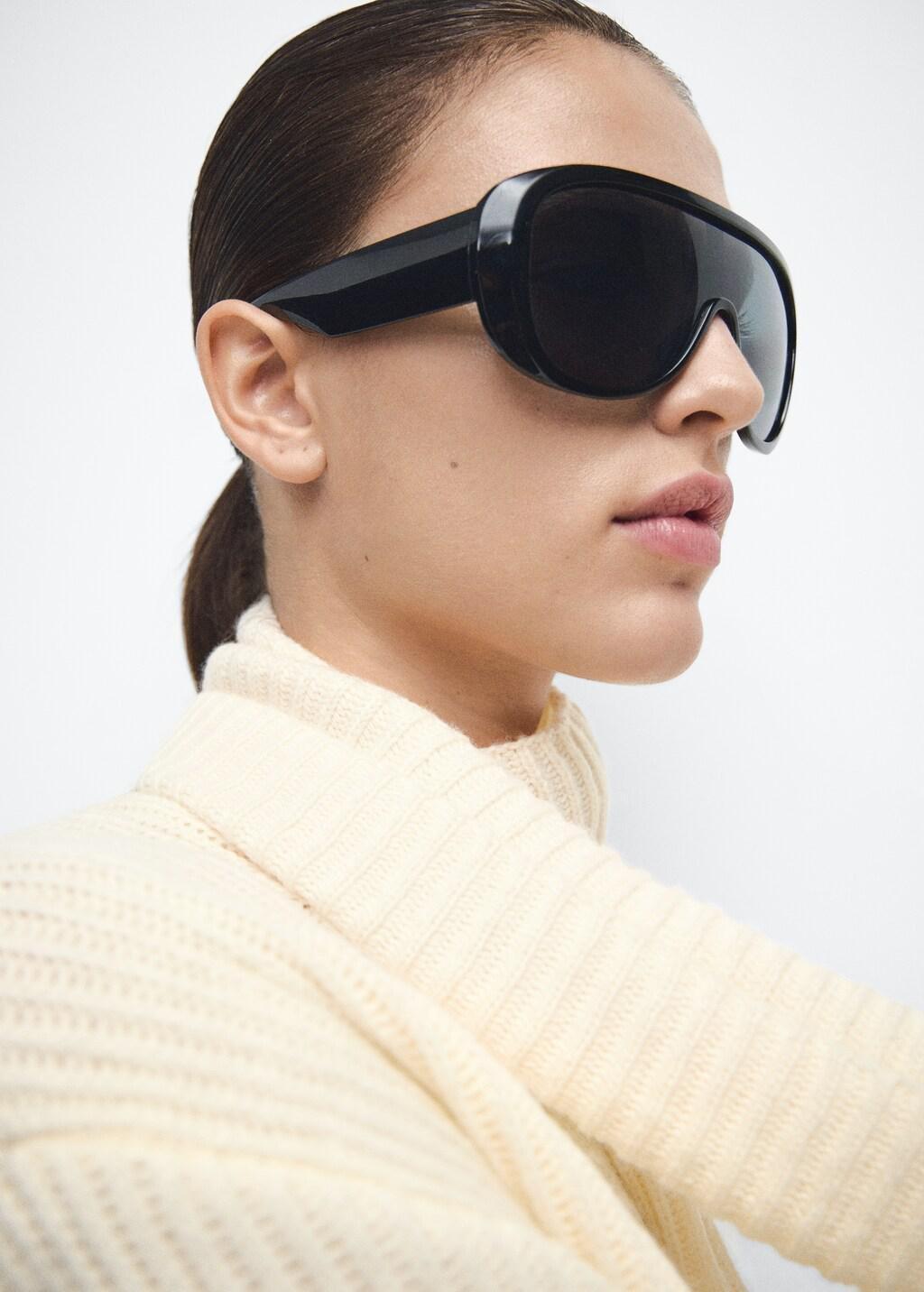 Cream Ribbed Sweater With Scarf Detail, Light Beige, large image number 9