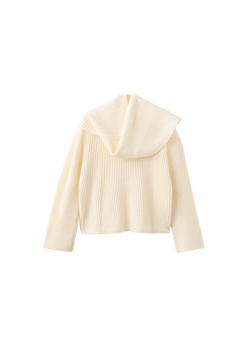 Cream Ribbed Sweater With Scarf Detail, Light Beige, large image number 11
