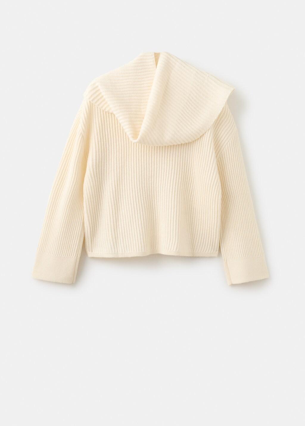 Cream Ribbed Sweater With Scarf Detail, Light Beige, large image number 12