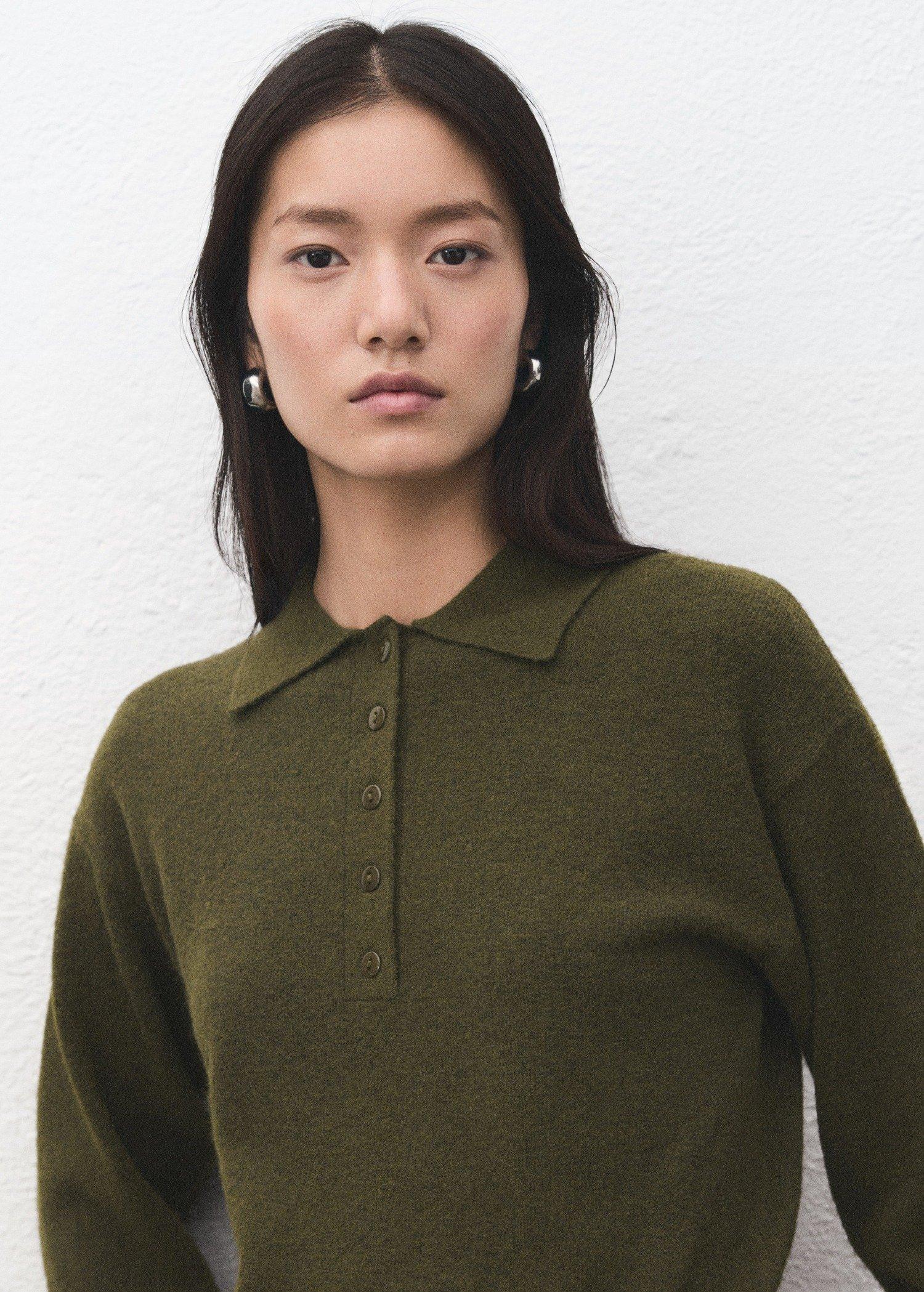 Khaki Long-Sleeve Polo-Neck Sweater, 0201_37, large image number 0