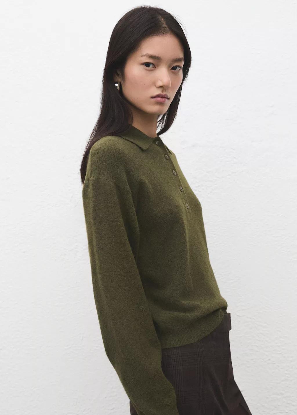 Khaki Long-Sleeve Polo-Neck Sweater, 0201_37, large image number 11