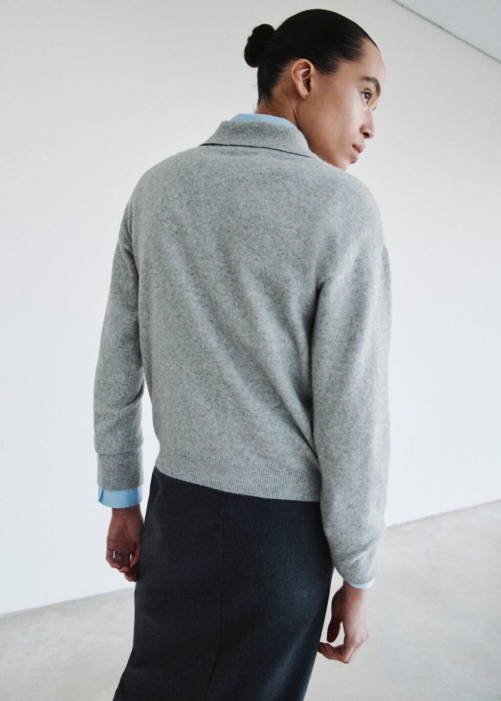 Grey Long-Sleeved Polo-Neck Sweater, Light Pastel Grey, large image number 2