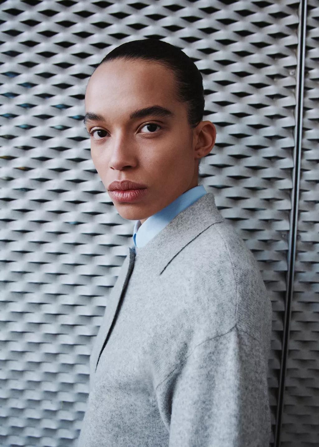 Grey Long-Sleeved Polo-Neck Sweater, Light Pastel Grey, large image number 4