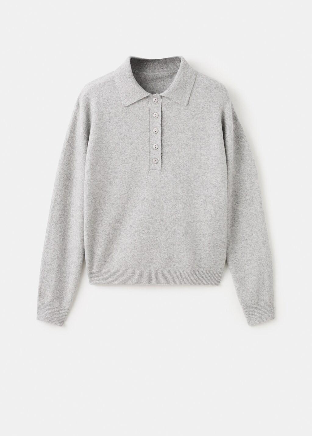 Grey Long-Sleeved Polo-Neck Sweater, Light Pastel Grey, large image number 8
