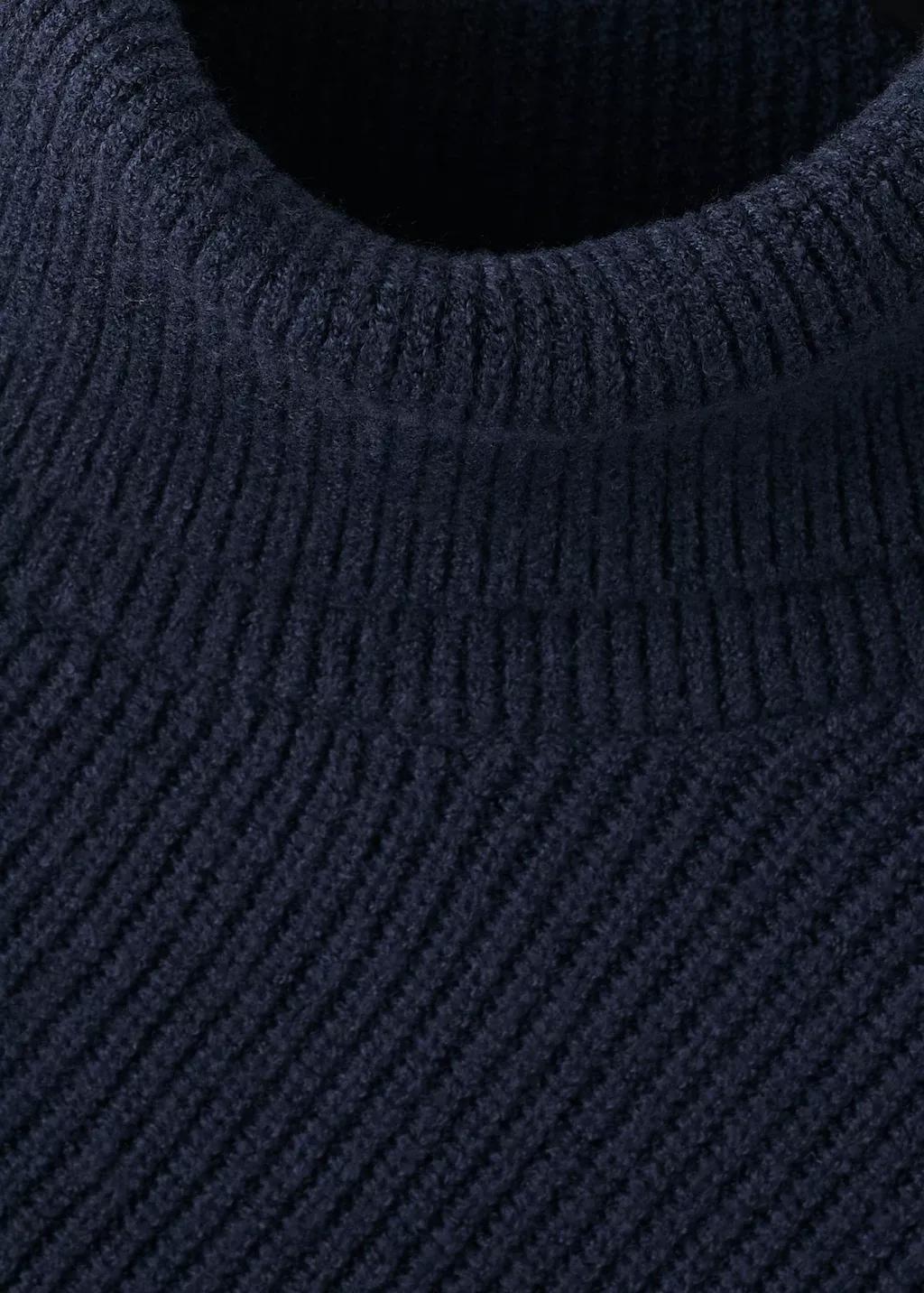 Navy Sweater With Asymmetrical Roll Neck, 0201_56, large image number 1