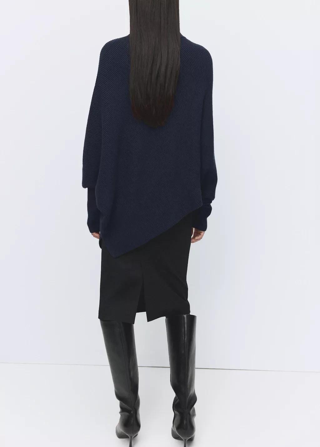 Navy Sweater With Asymmetrical Roll Neck, 0201_56, large image number 2