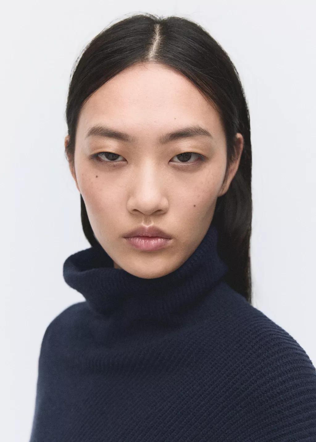 Navy Sweater With Asymmetrical Roll Neck, 0201_56, large image number 4