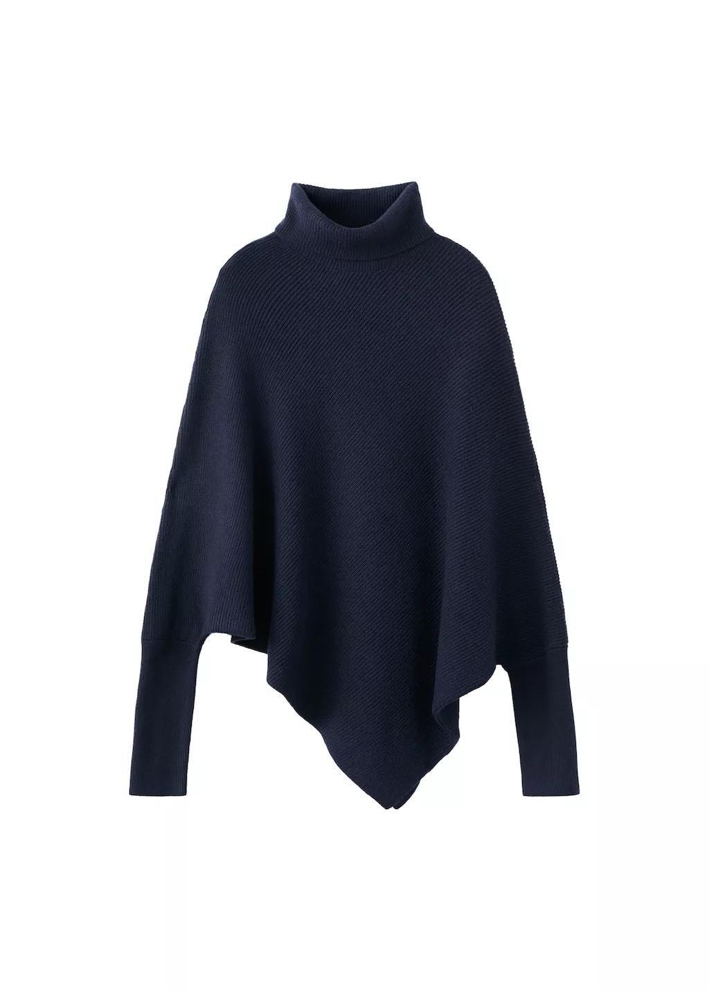 Navy Sweater With Asymmetrical Roll Neck, 0201_56, large image number 6
