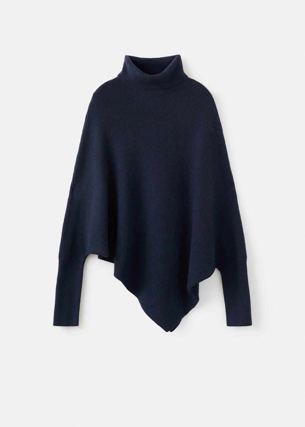 Navy Sweater With Asymmetrical Roll Neck, 0201_56, large image number 7