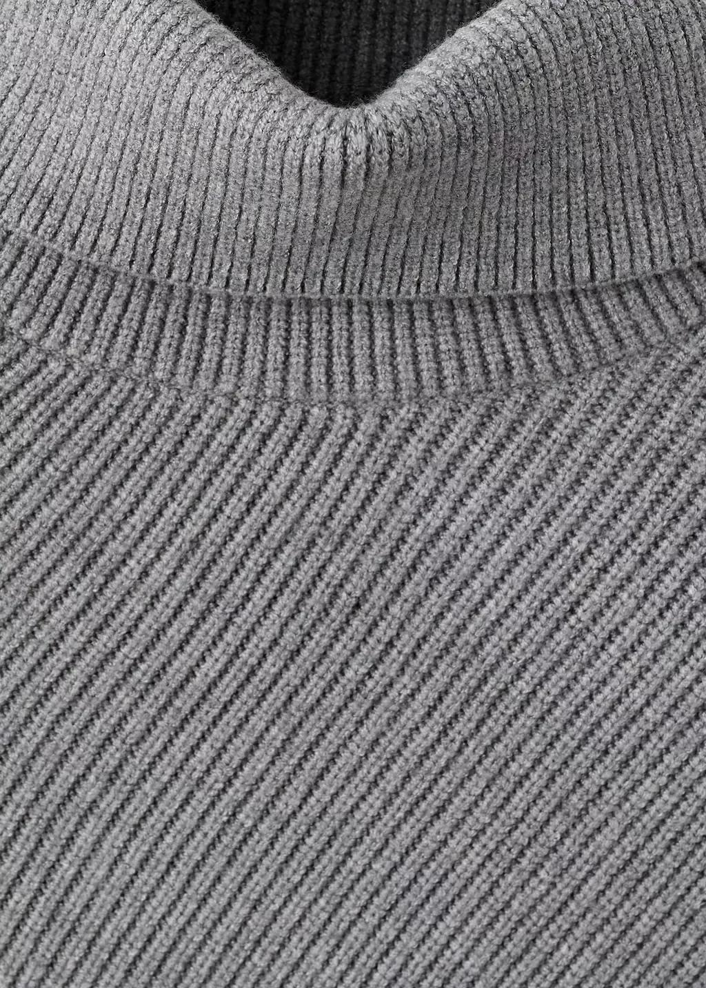 Grey Sweater With Asymmetrical Roll Neck, Medium Grey, medium