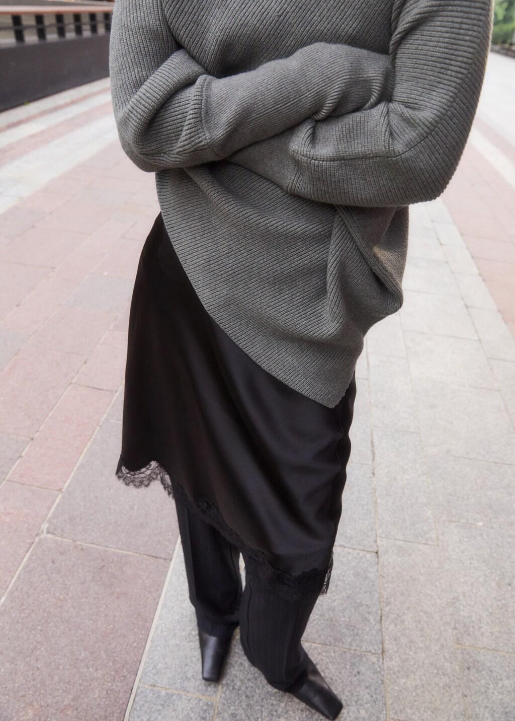 Grey Sweater With Asymmetrical Roll Neck, Medium Grey, large image number 3