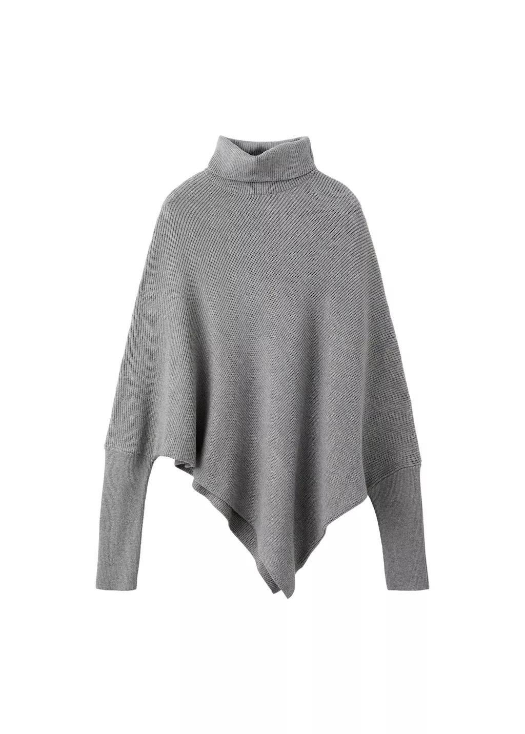Grey Sweater With Asymmetrical Roll Neck, Medium Grey, large image number 6