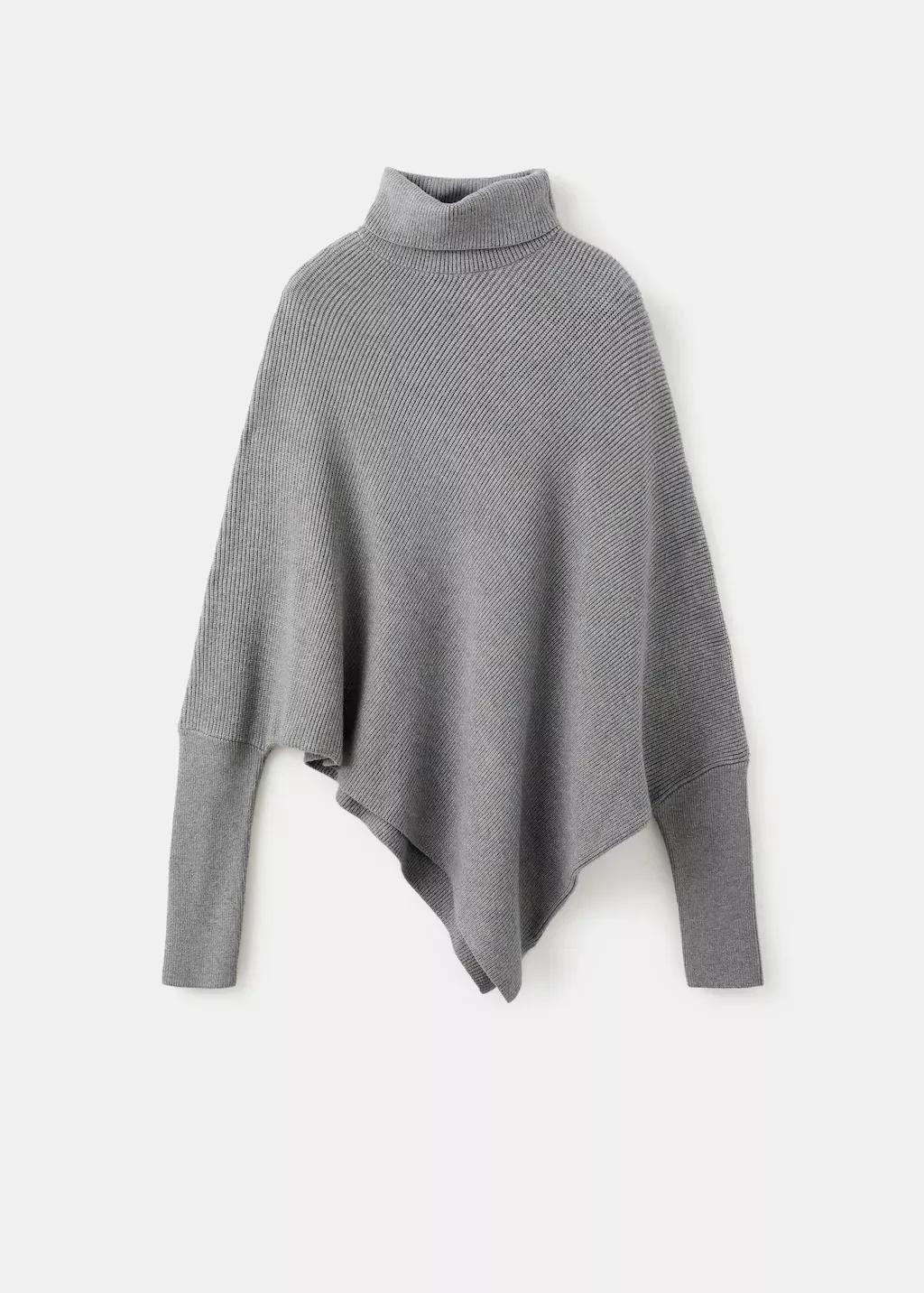 Grey Sweater With Asymmetrical Roll Neck, Medium Grey, large image number 7