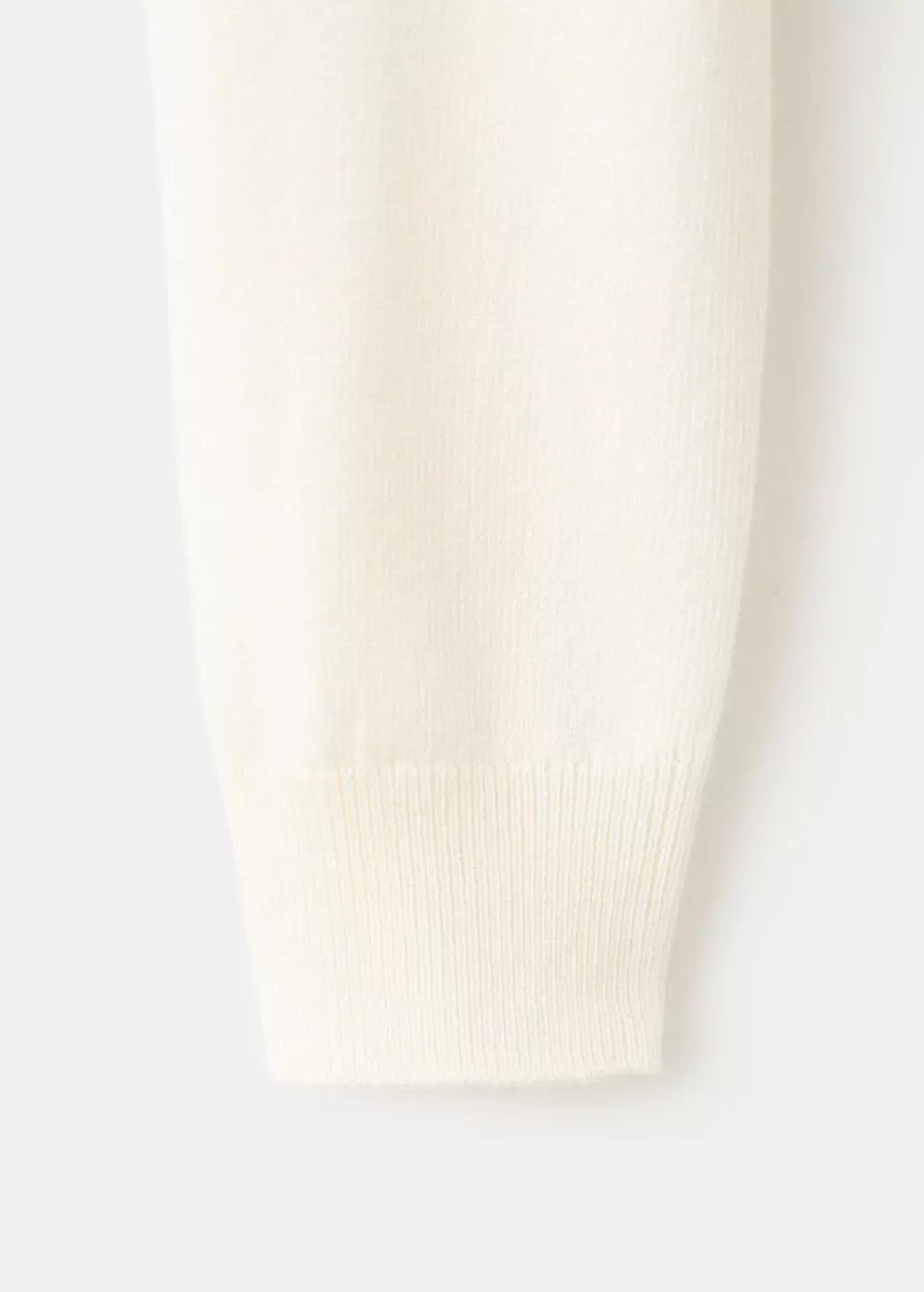 Beige Round-Neck Knitted Sweater, 0201_05, medium