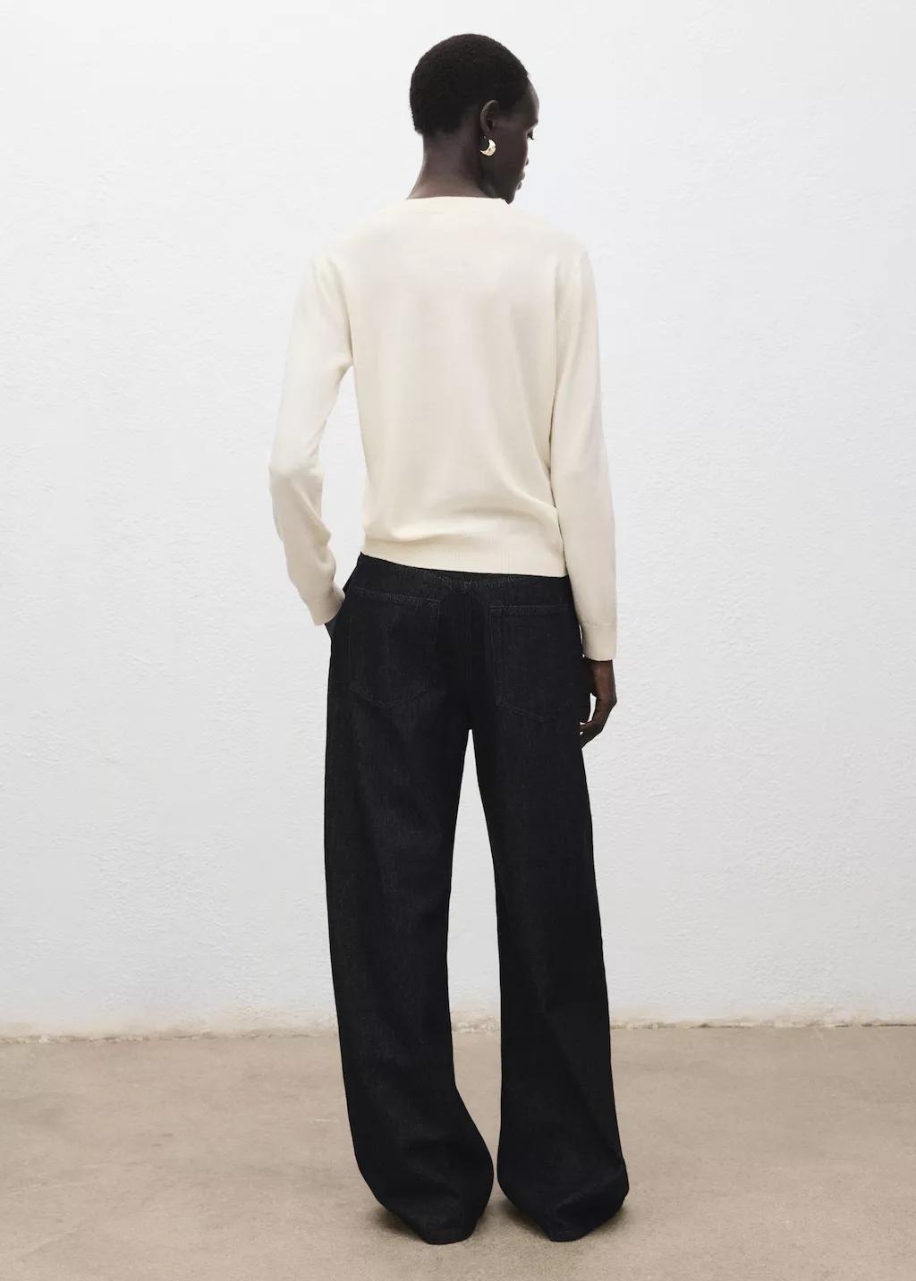 Beige Round-Neck Knitted Sweater, 0201_05, large image number 2