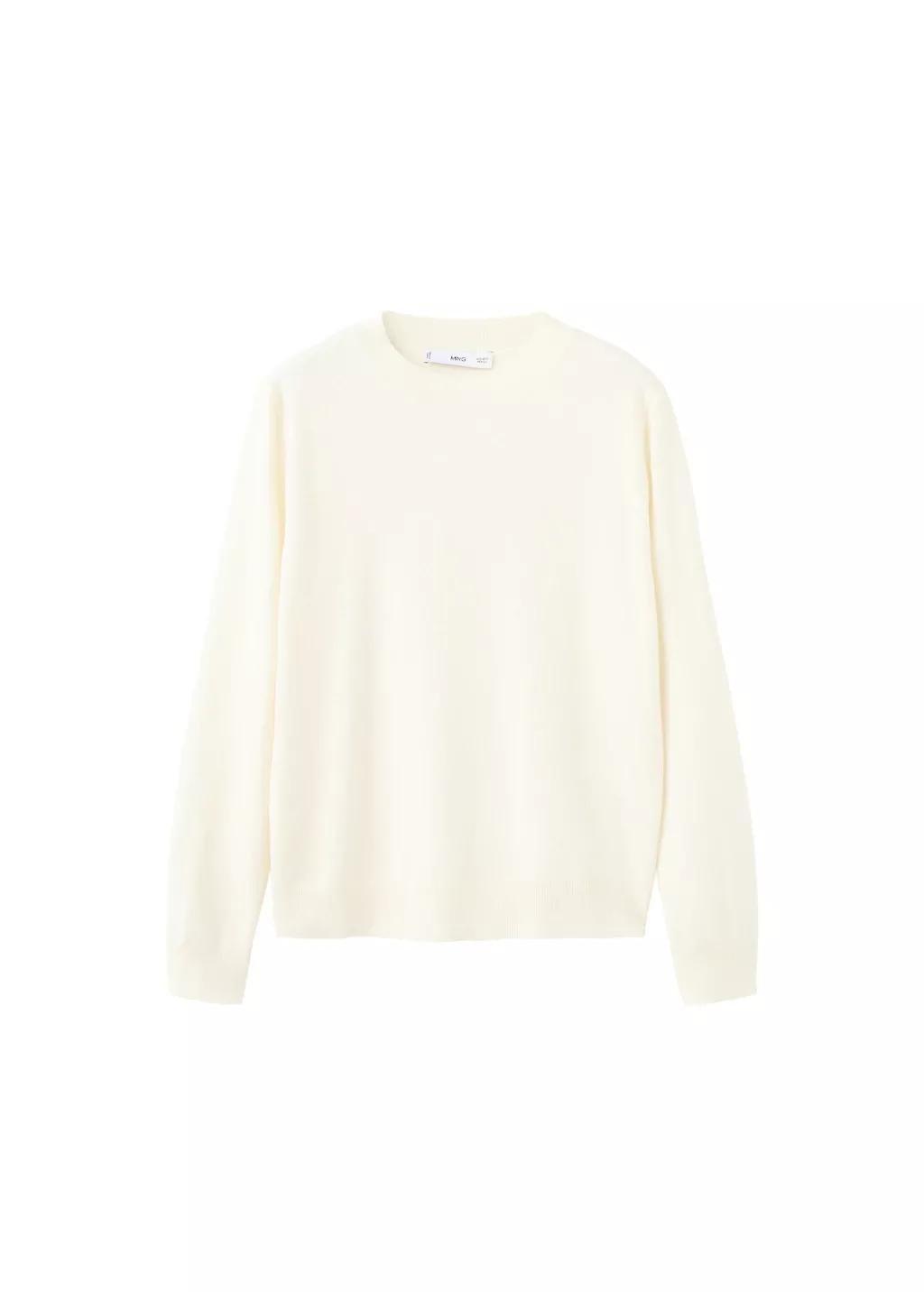 Beige Round-Neck Knitted Sweater, 0201_05, large image number 6