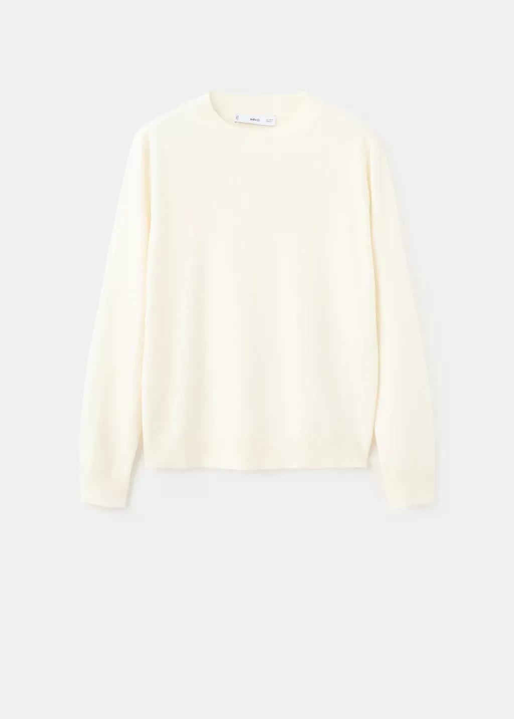Beige Round-Neck Knitted Sweater, 0201_05, large image number 7