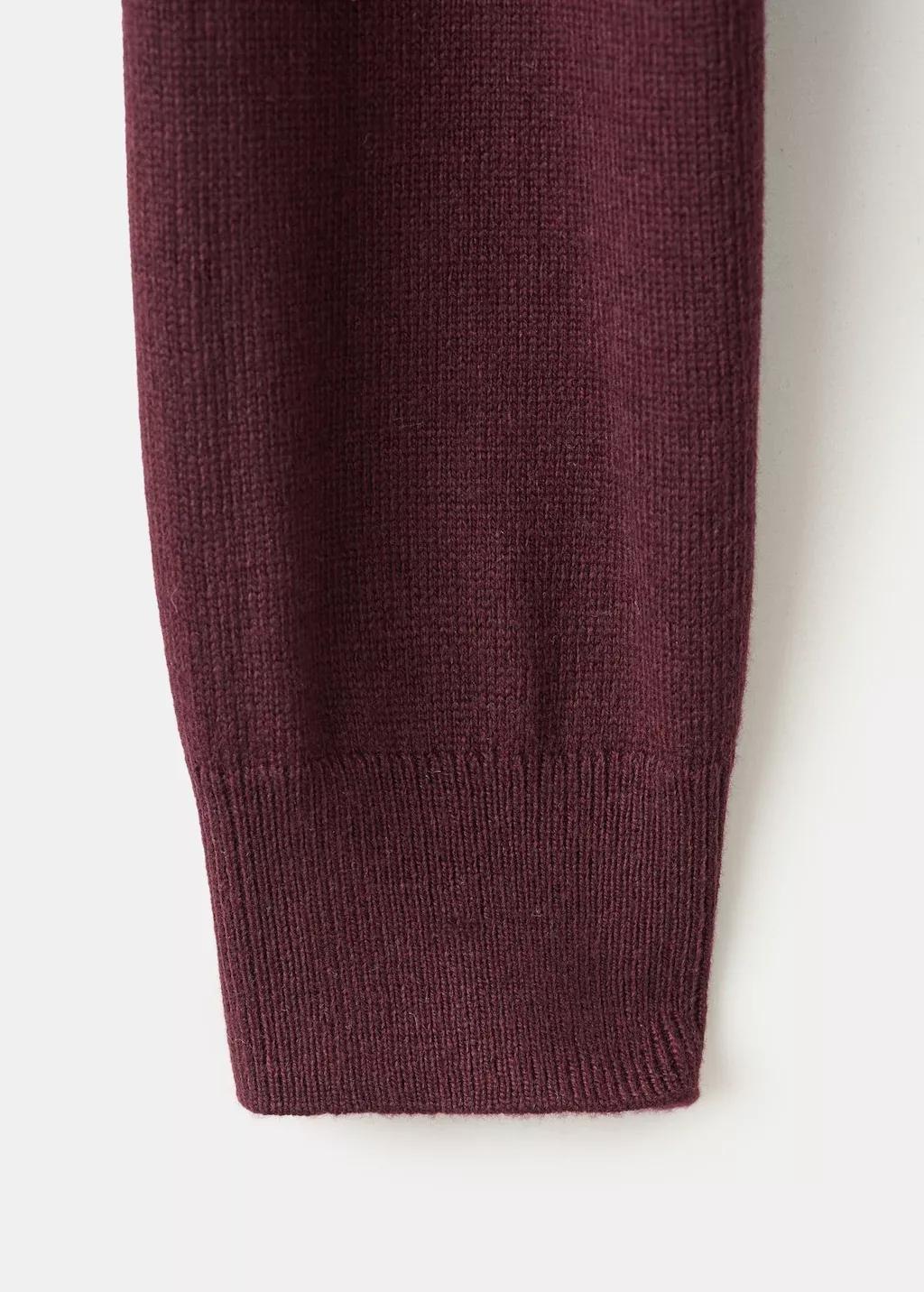 Burgundy Round-Neck Knitted Sweater, Dark Red, large image number 1