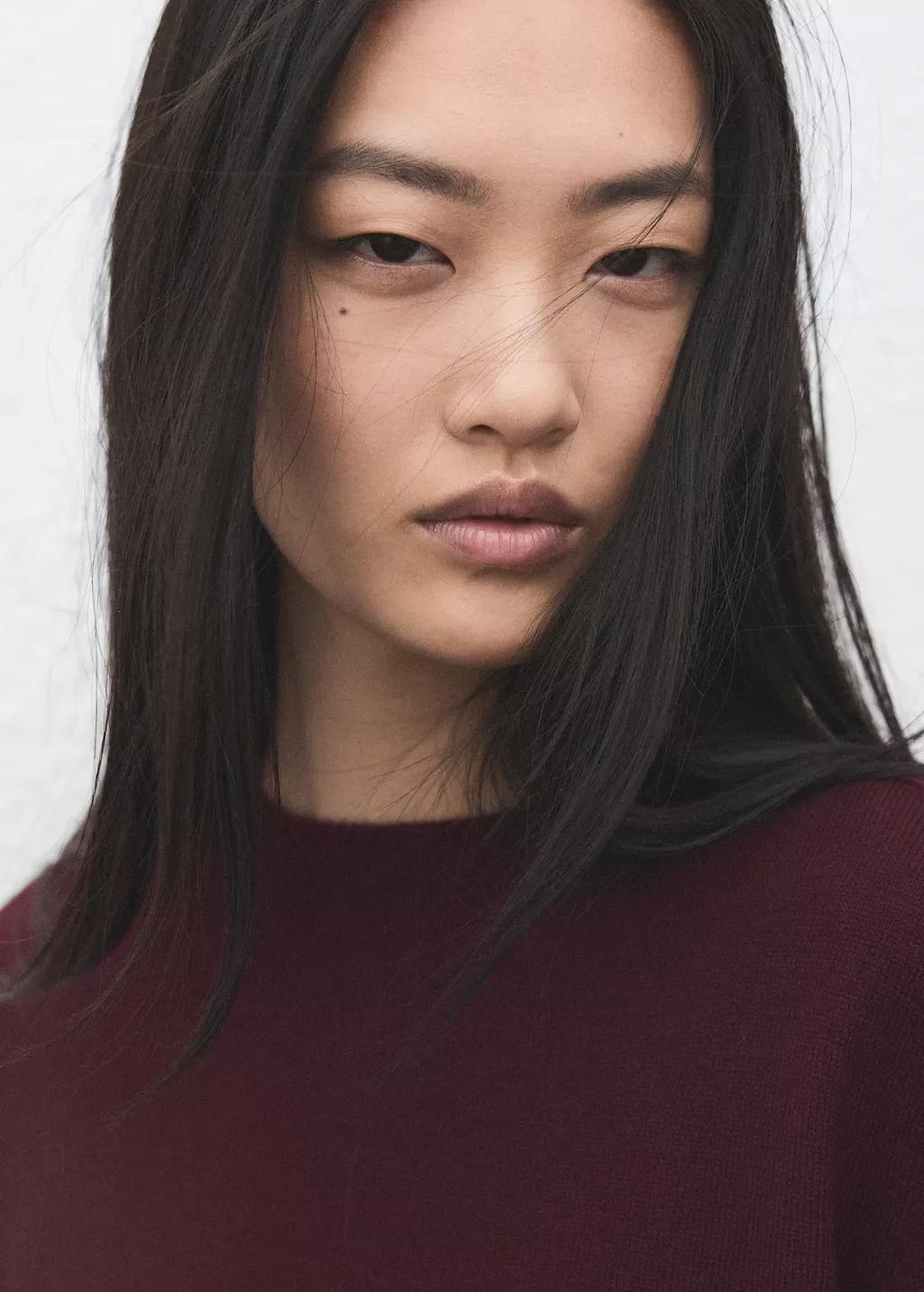 Burgundy Round-Neck Knitted Sweater, Dark Red, large image number 4