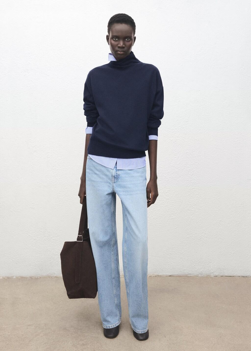 Navy Draped Turtleneck Sweater, 0201_56, medium