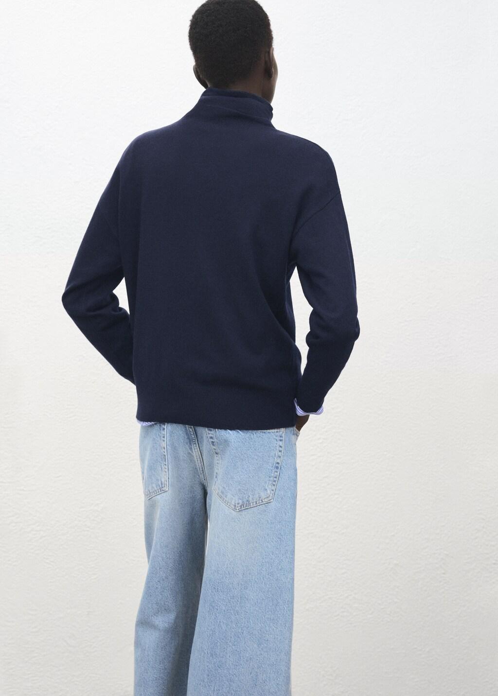 Navy Draped Turtleneck Sweater, 0201_56, large image number 2