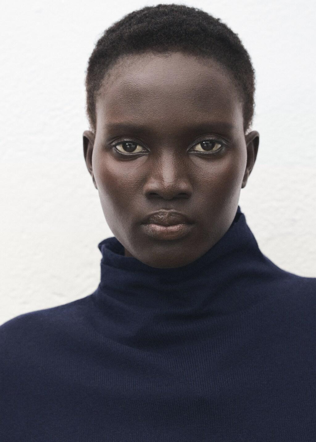 Navy Draped Turtleneck Sweater, 0201_56, large image number 4