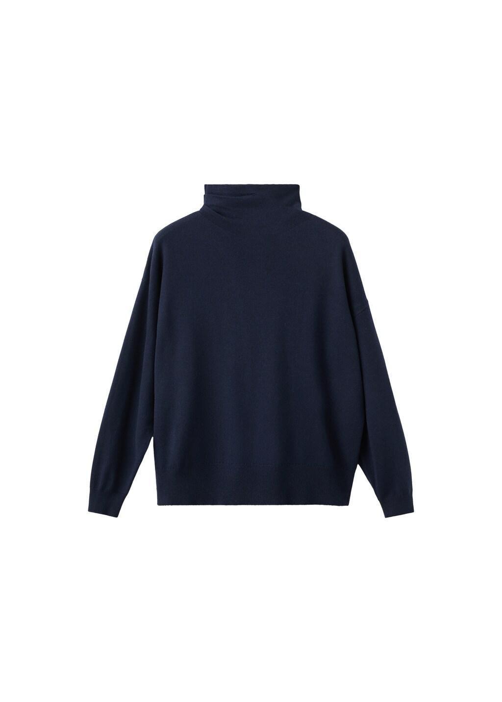 Navy Draped Turtleneck Sweater, 0201_56, large image number 6