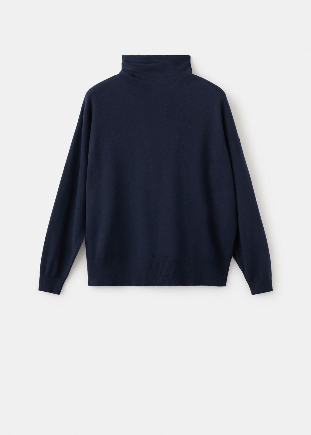 Navy Draped Turtleneck Sweater, 0201_56, large image number 7