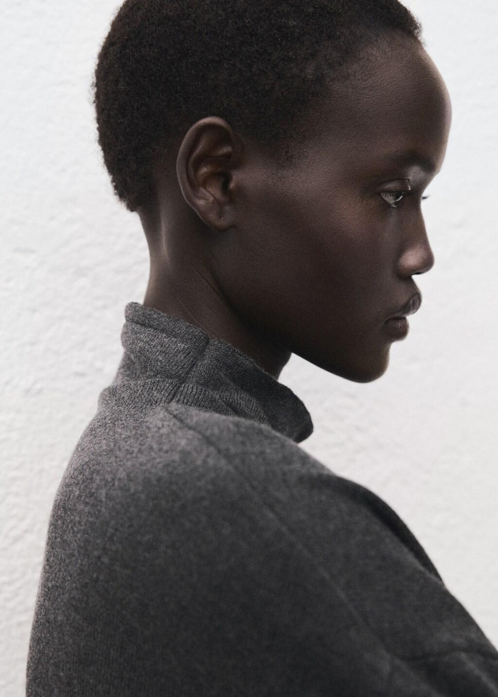 Grey Draped High-Neck Jumper, Charcoal, large image number 4