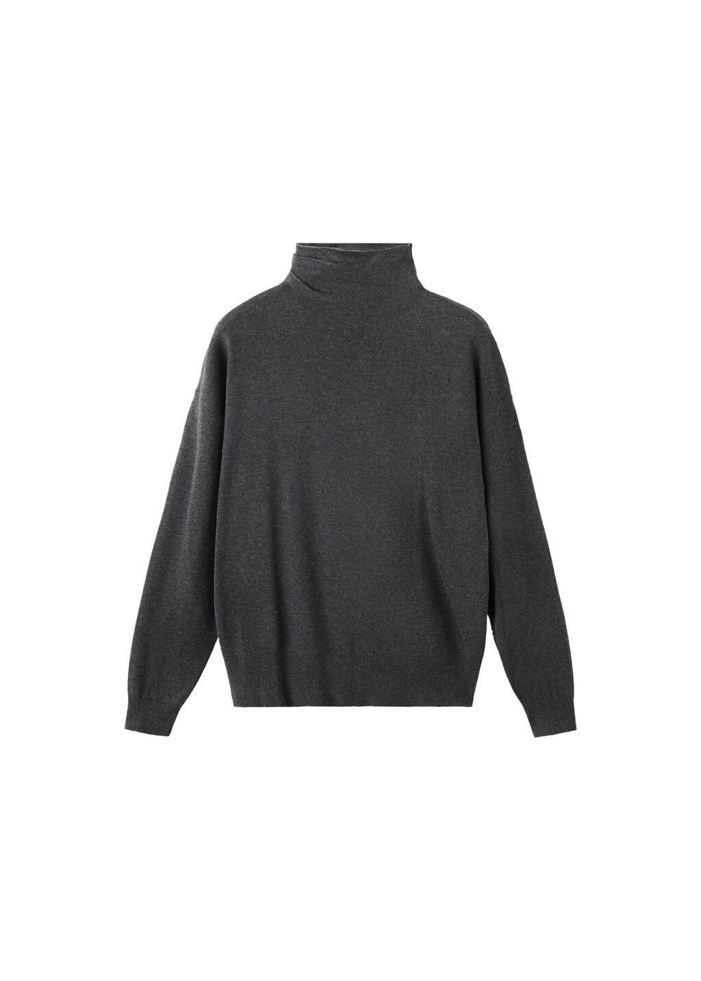 Grey Draped High-Neck Jumper, Charcoal, large image number 7