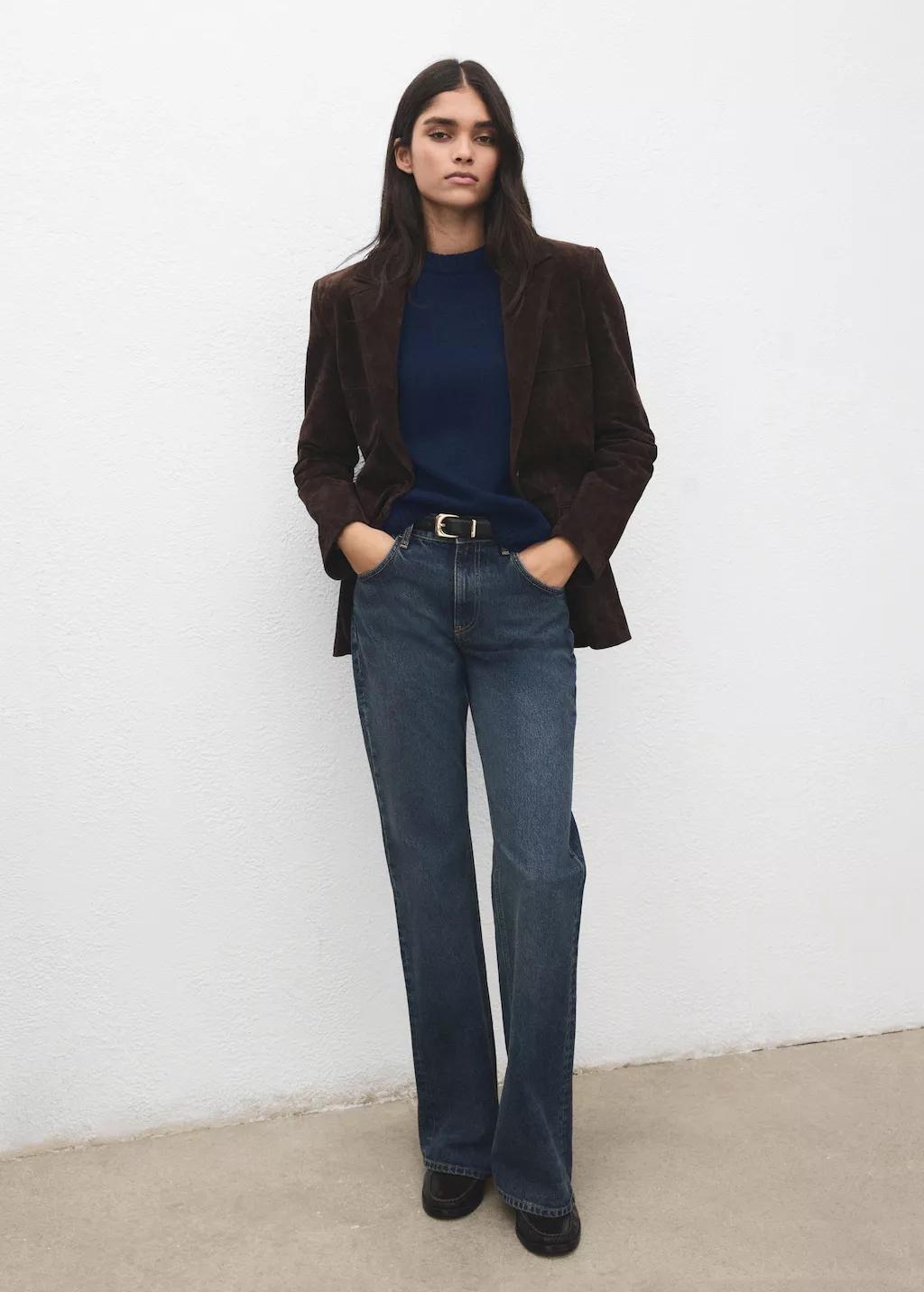 Navy Wool-Blend Knit Sweater, Navy, medium