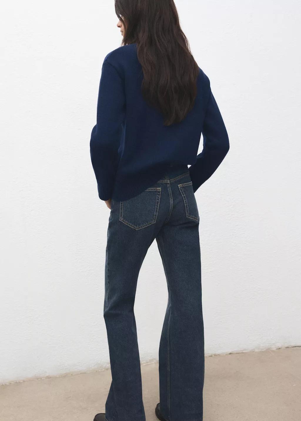 Navy Wool-Blend Knit Sweater, Navy, large image number 2