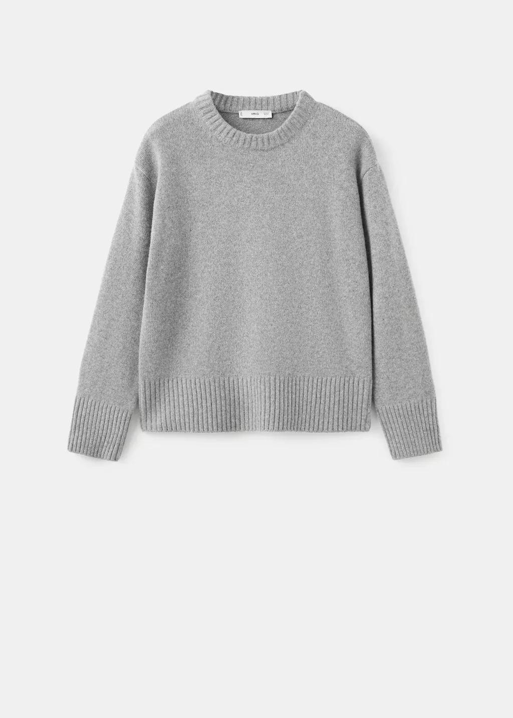 Grey Wool-Blend Knit Sweater, Medium Grey, large image number 7